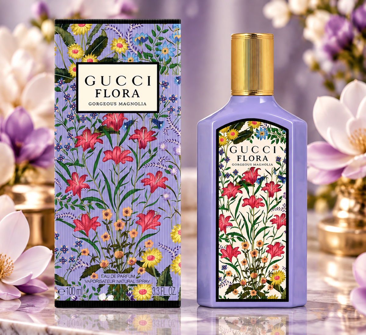 Gucci Flora Gorgeous Magnolia EDP 3.3 oz / 100 ml – Women's Luxury Perfume
