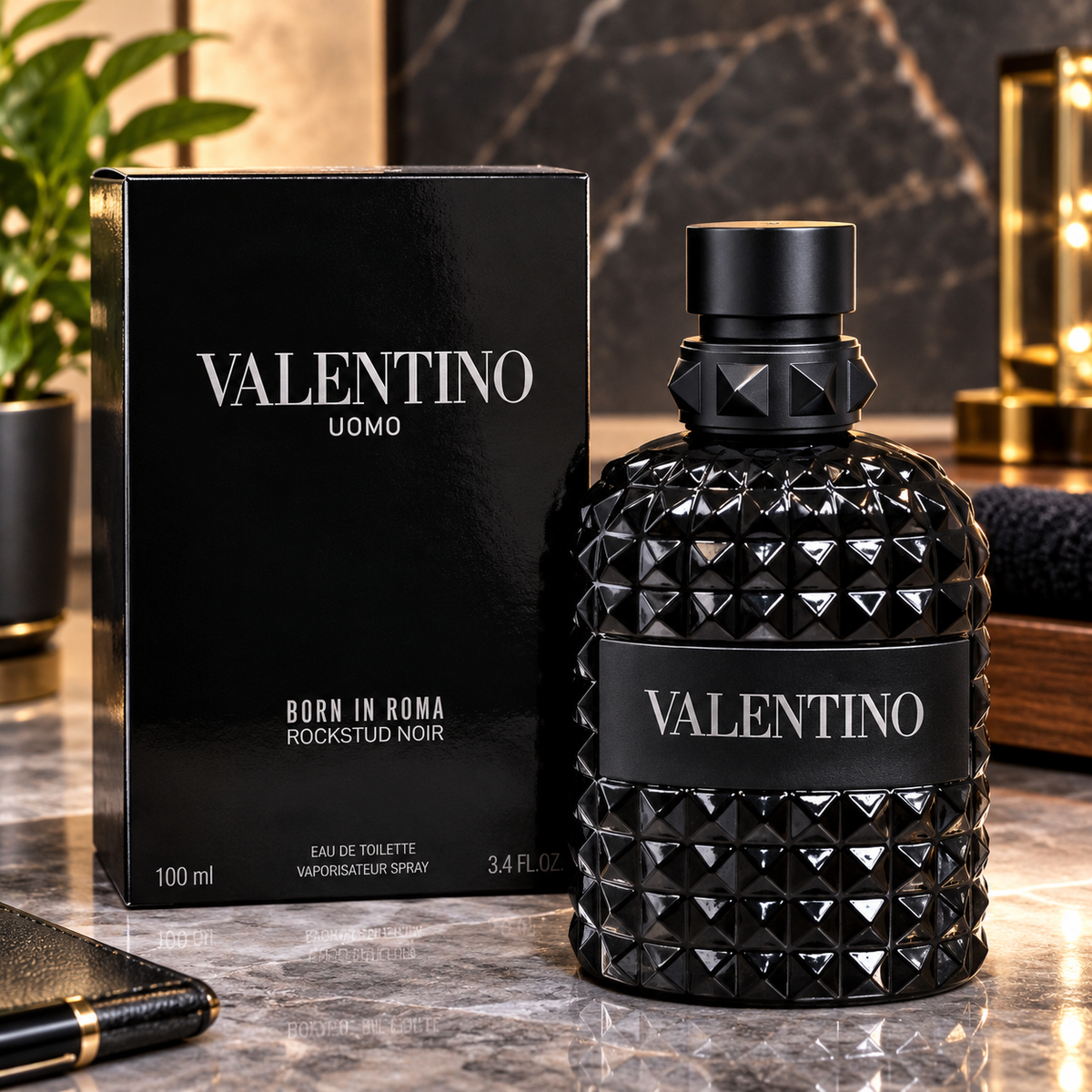 Valentino Uomo Born in Roma Rockstud Noir EDT for Men – 3.4 oz (100 ml)